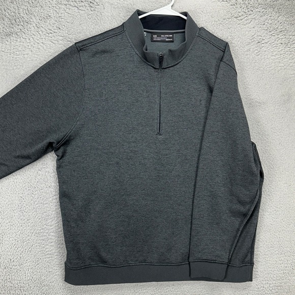 Under Armour Cold Gear Mens Pullover Sweatshirt 3XL Gray Fleece Quarter Zip Logo